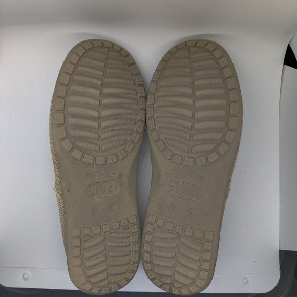 Crocs Santa Cruz Men's Size 12 Khaki Beige Canvas Slip On Casual Loafers - Picture 3 of 8